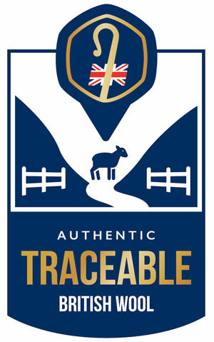 Authentic Traceable British Wool Official logo with shepherds crook symbol