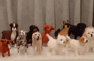 Around the home needle felted dogs